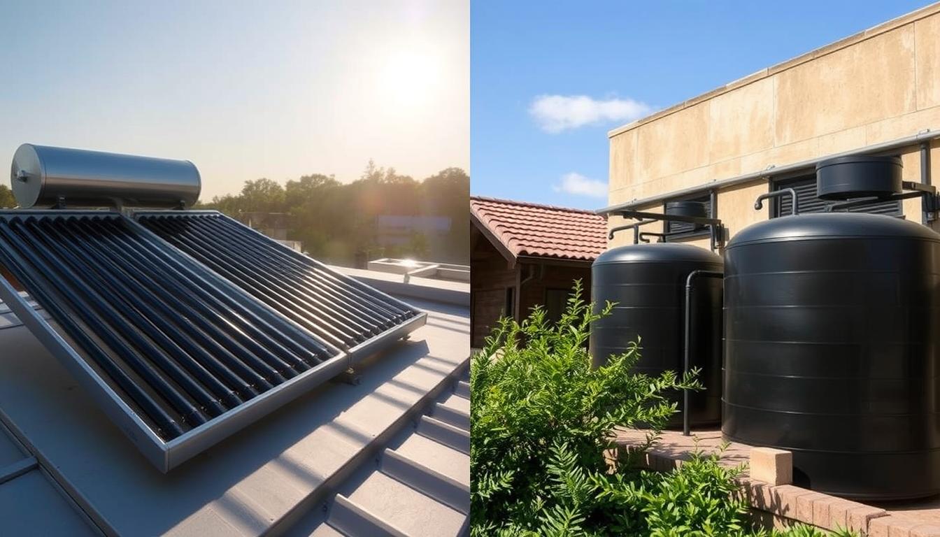 How do active solar water heaters differ from passive ones?